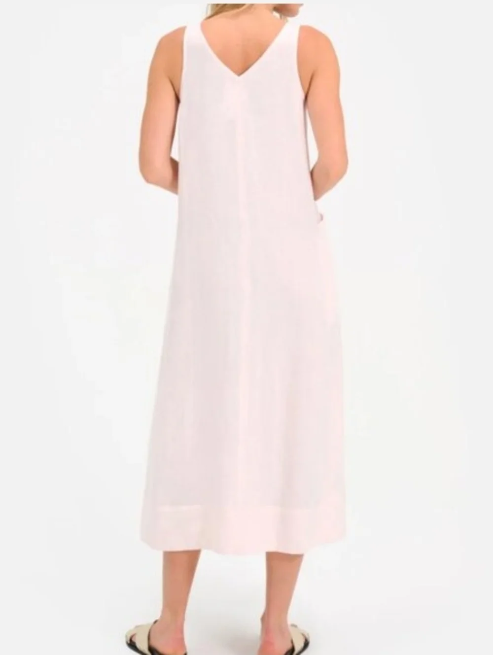 Mate The Label Organic Linen Button Front Dress In Opal - Picture 7 of 8
